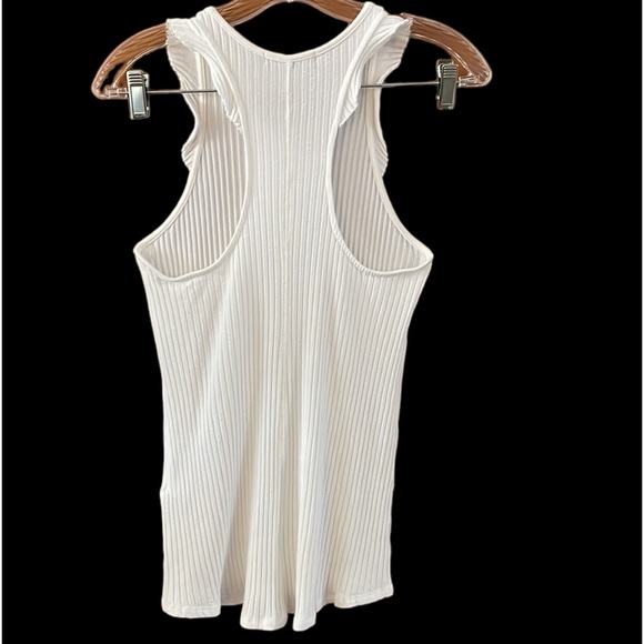 David Lerner New York Viscose Blend Ribbed Racerback White Tank Top Size S - Picture 5 of 9